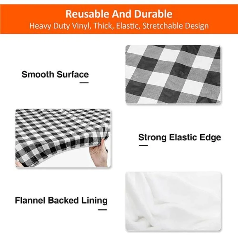 Picnic Table and Bench Fitted Tablecloth Cover, 3-Piece Set, Flannel Backing
